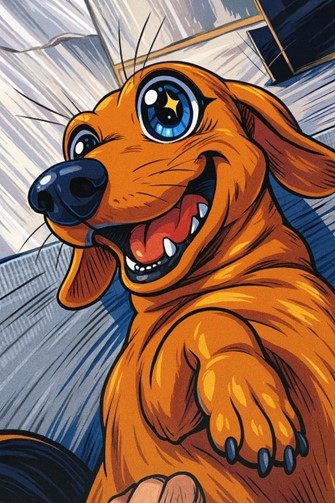 AI-modified stylized illustration of Fifi